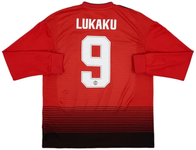 adidas 2018-19 Manchester United Home L/S Shirt Lukaku #9 - 9/10 - (L)