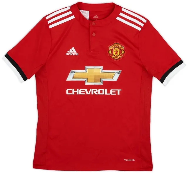 adidas 2017-18 Manchester United Home Shirt - 9/10 - (M.Boys)