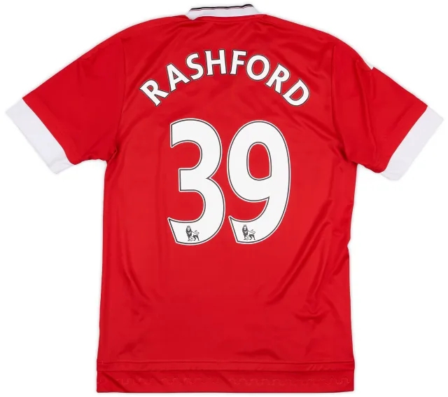 adidas 2015-16 Manchester United Home Shirt Rashford #39 - 7/10 - (S)