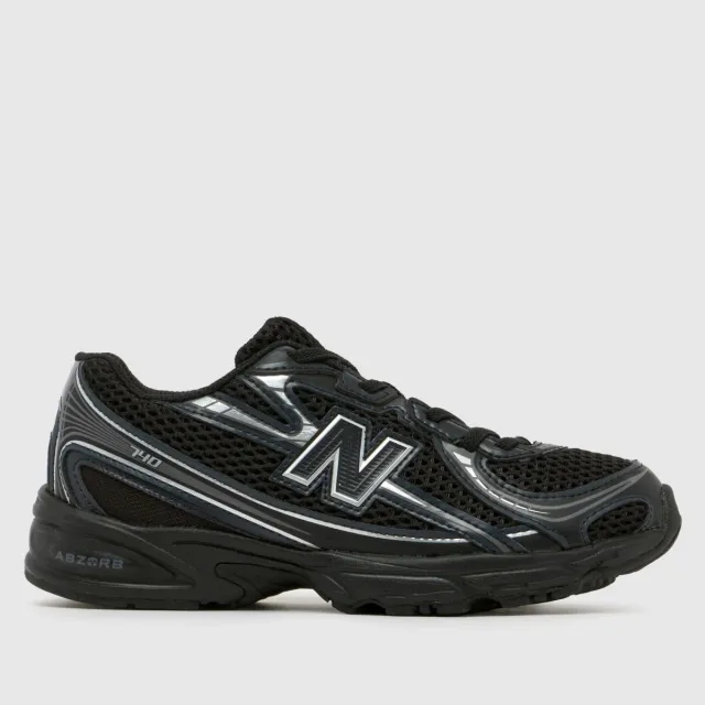 New Balance Kids' 740 BUNGEE LACE in Black/Grey Synthetic