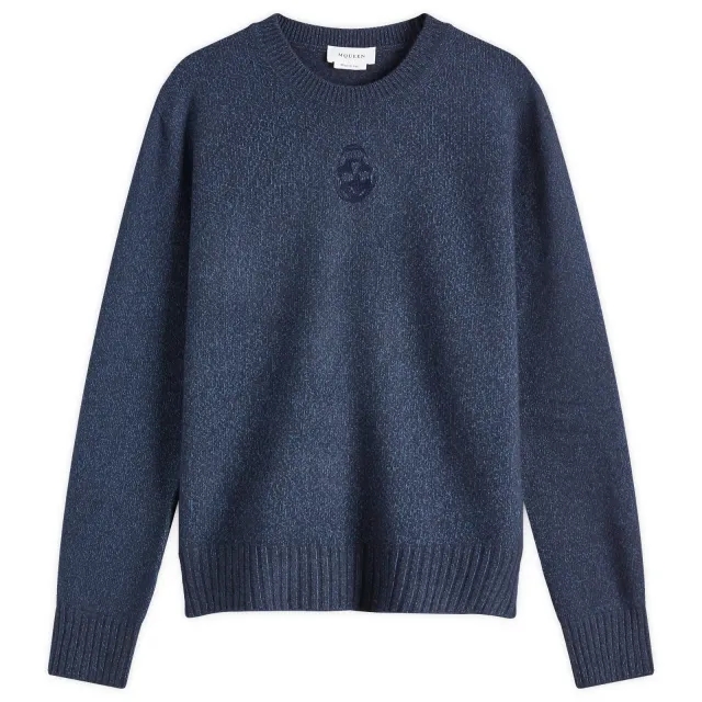 Alexander McQueen Men's Upside Down Skull Logo Jumper Navy/Indigo