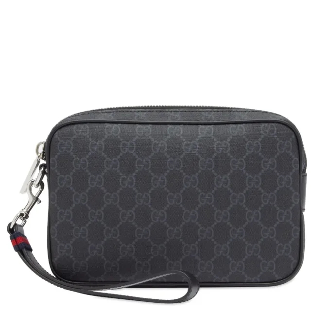 Gucci Men's GG Black Pouch with Strap