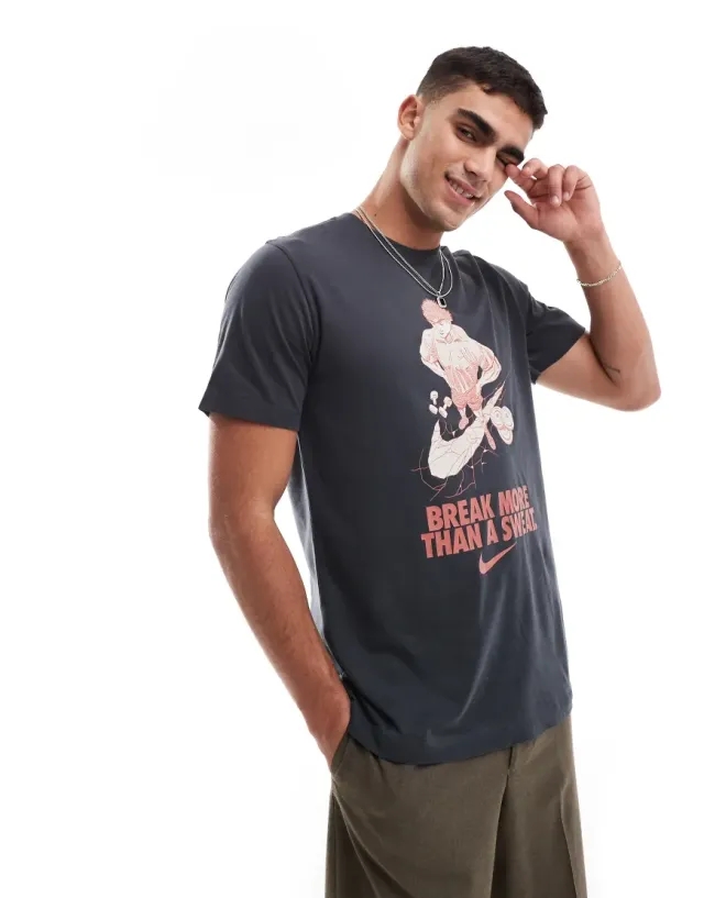 Nike Training Dri-Fit Slogan Short Sleeve T-Shirt In Grey