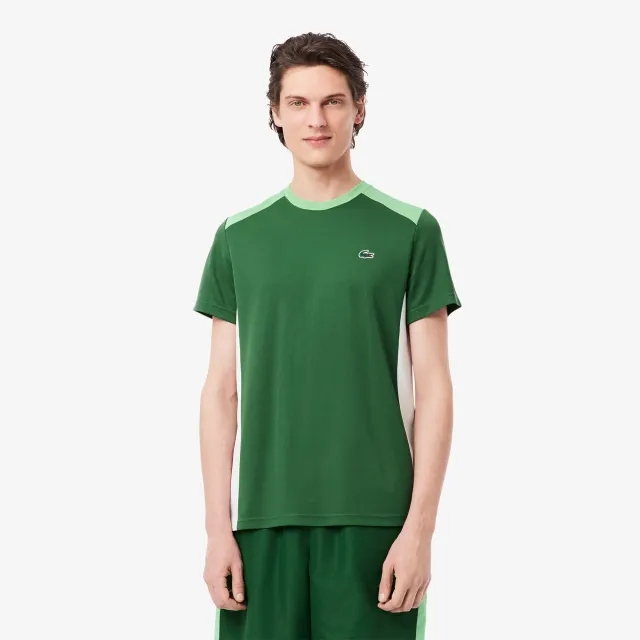 Lacoste XL Print Colour-Block Sport T-shirt - Green / White / Green