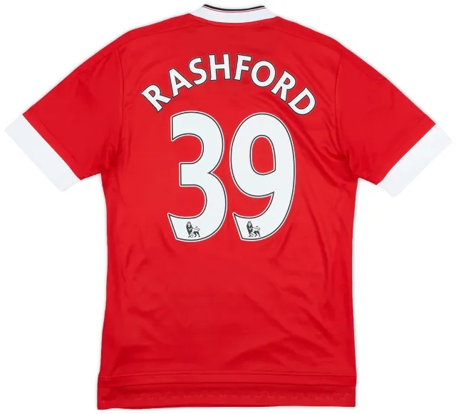 adidas 2015-16 Manchester United Home Shirt Rashford #39 - 9/10 - (XS)