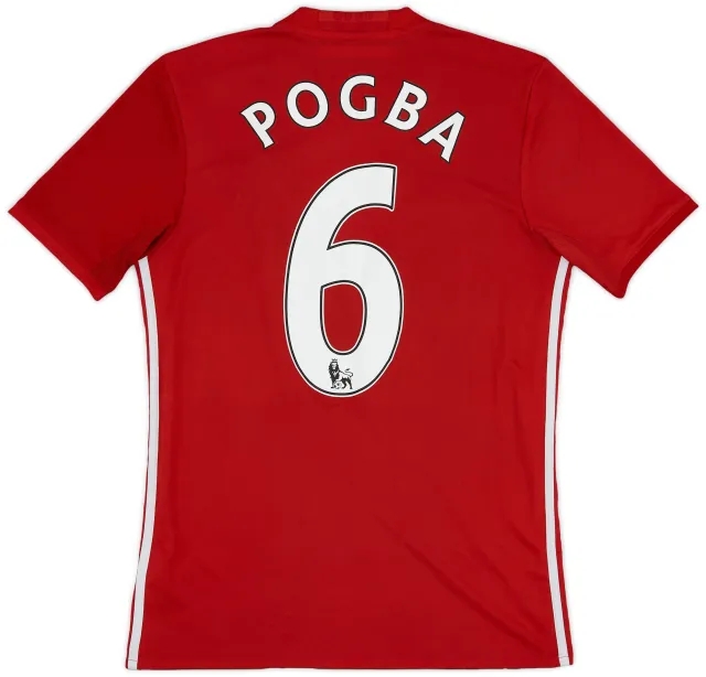 adidas 2016-17 Manchester United Home Shirt Pogba #6 - 6/10 - (S)
