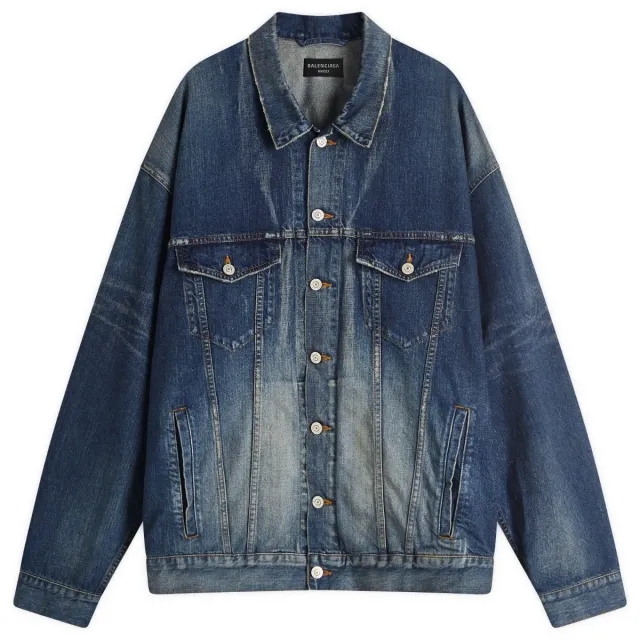 Balenciaga Men's Denim Oversized Jacket Whisker