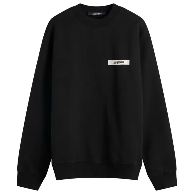 Jacquemus Men's Grosgrain Patch Logo Sweatshirt Black