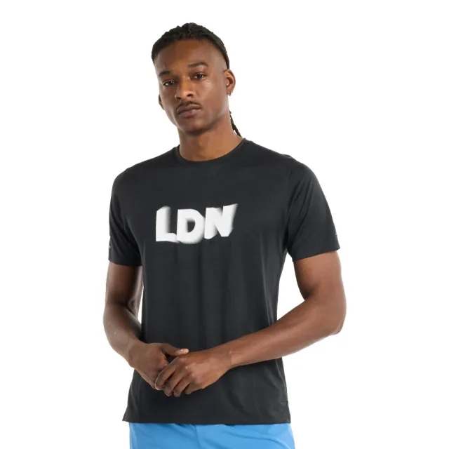 New Balance Men's London Edition Athletics T-Shirt in Black Poly Knit