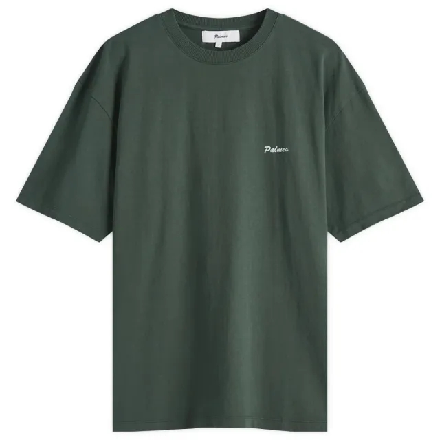 Palmes Men's Dyed Chest Logo T-Shirt Dark Green/White