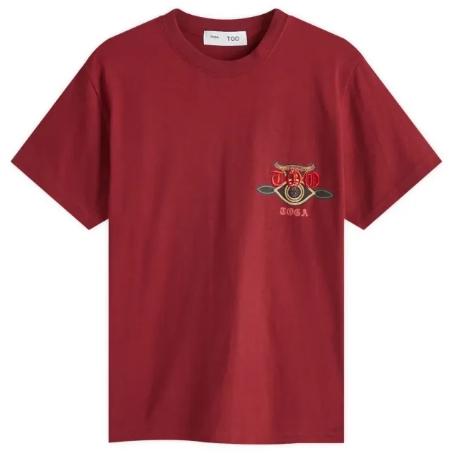 TOGA ARCHIVES TOGA Print Jersey Short Sleeve Shirt Dark Red