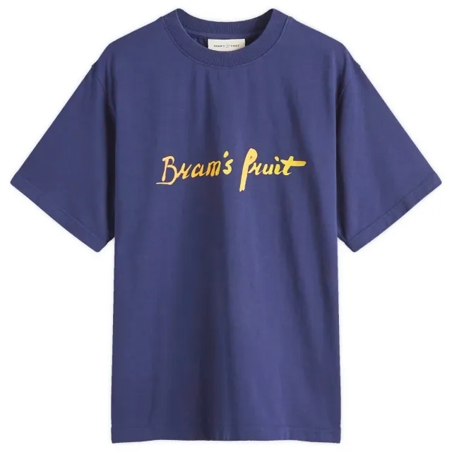 Bram's Fruit Men's Mum's Script Logo T-Shirt Navy