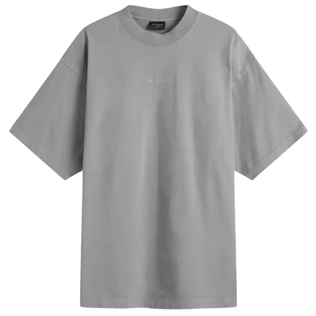 Balenciaga Men's BB Back Reflective Medium Fit T-Shirt Grey/Reflective