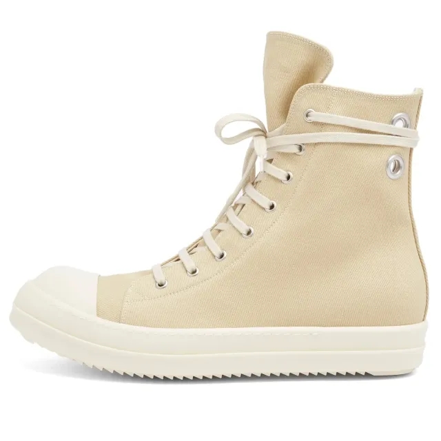 Rick Owens DRKSHDW Men's Denim High Top Sneaks Parchment/Milk/Milk