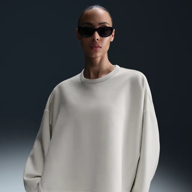 Nike 24.7 ImpossiblySoft Women's Dri-FIT Oversized Crew-Neck Top - Brown - Polyester/Modal/Cotton