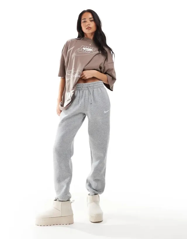 Nike Phoenix Oversized Mid Rise Joggers In Grey