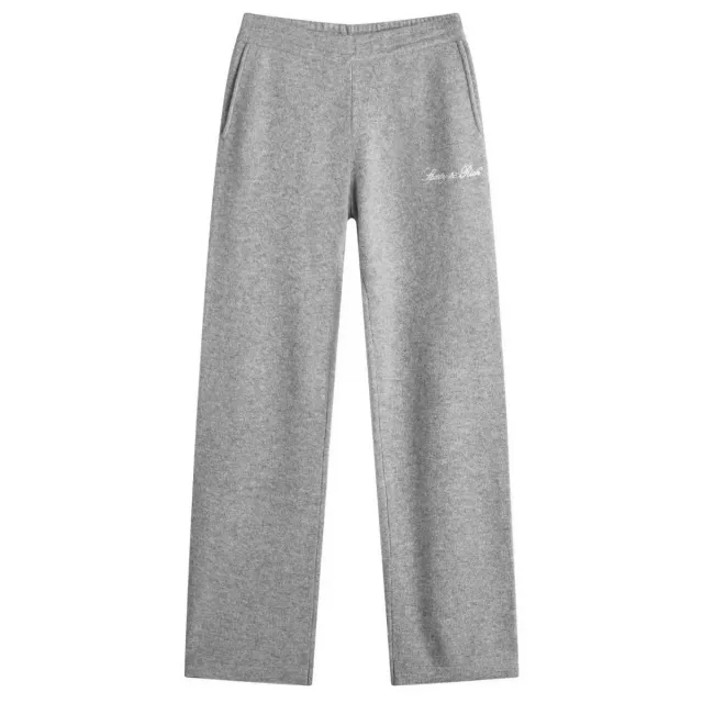 Sporty & Rich Women's Vendome Script Cashmere Pants Heather Gray White