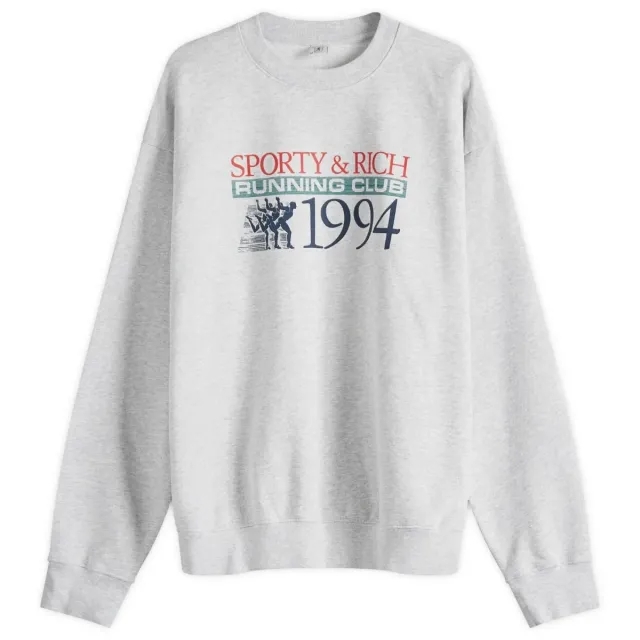Sporty & Rich Women's Finish Line Crewneck Heather Gray Lava/Alpine/Navy