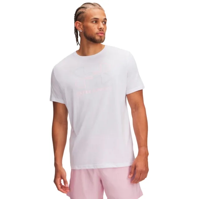 Men's  Under Armour  Foundation Short Sleeve White / Prime Pink / Halo Gray XXL