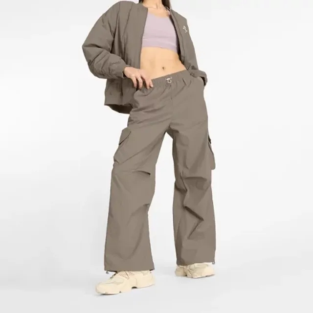 New Balance Women's Nylon Cargo Pant in Brown Polywoven