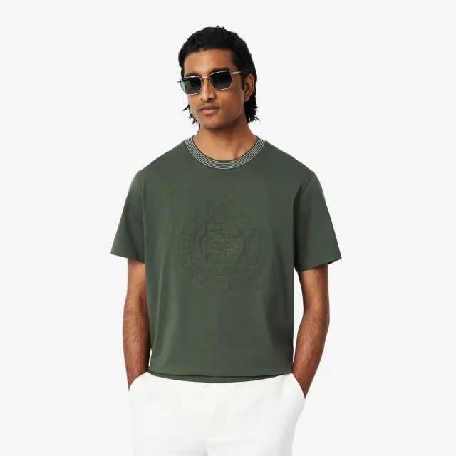 Lacoste Embroidered Cotton Jersey T-shirt - Bottle Green
