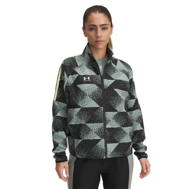 Women's  Under Armour  Challenger Pro Printed Track Jacket Silica Green / Black / Sonic Yellow L