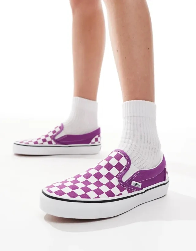 Vans - Classic Slip-On Checkerboard Shoes, Man, Purple