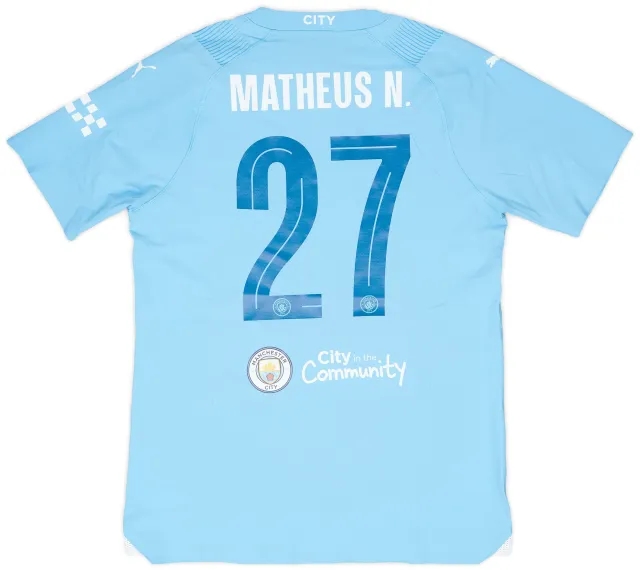 Puma 2023-24 Manchester City Match Issue FA Cup Final Home Shirt Matheus N. #27
