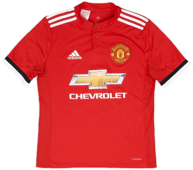 adidas 2017-18 Manchester United Home Shirt - 9/10 - (L.Boys)