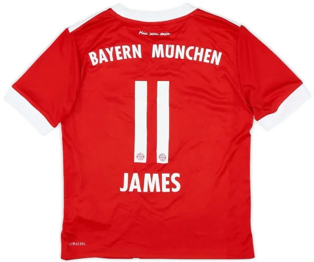 adidas 2017-18 Bayern Munich Home Shirt James #11 - 8/10 - (S.Boys)