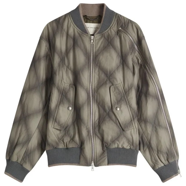 Dries Van Noten Men's Vilmory Embroidered Bomber Jacket Anthracite