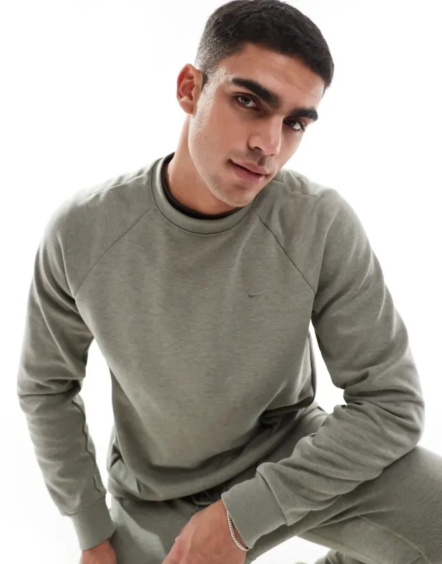 Nike Training Primary Dri-Fit Sweatshirt In Light Khaki-Green