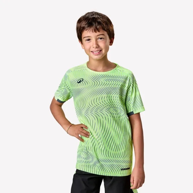 Kipsta Kids' Short-Sleeved Football Shirt Viralto Wave - Neon Yellow. Grey & Black