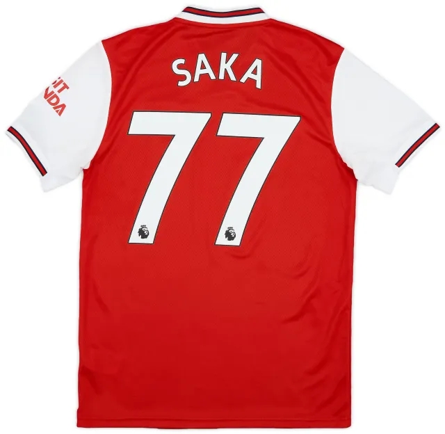 adidas 2019-20 Arsenal Home Shirt Saka #77 - 7/10 - (S)