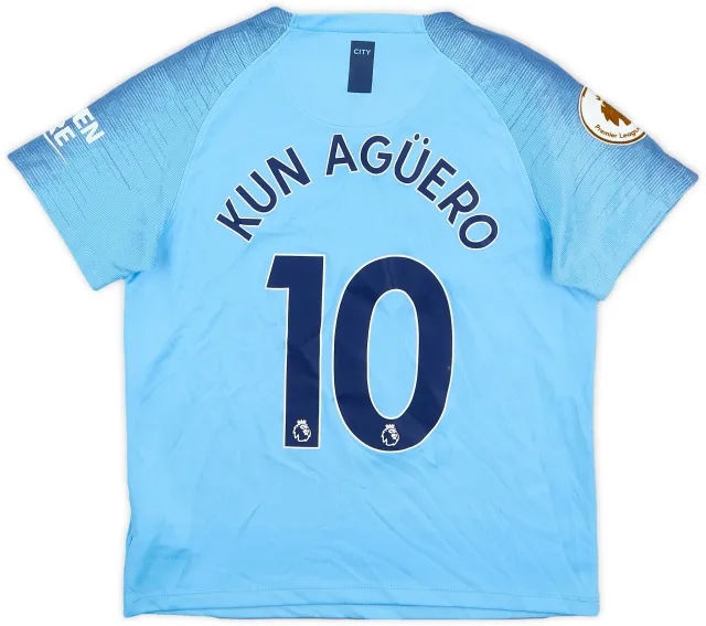 Nike 2018-19 Manchester City Home Shirt Kun Aguero #10 - 6/10 - (7-8 Years)