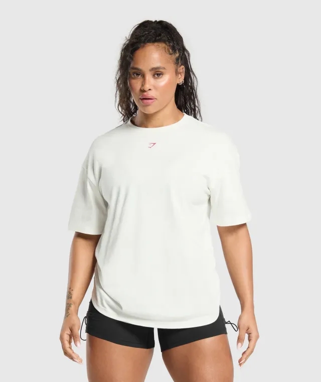 Gymshark Back Gains Graphic Oversized Tee - Soft White