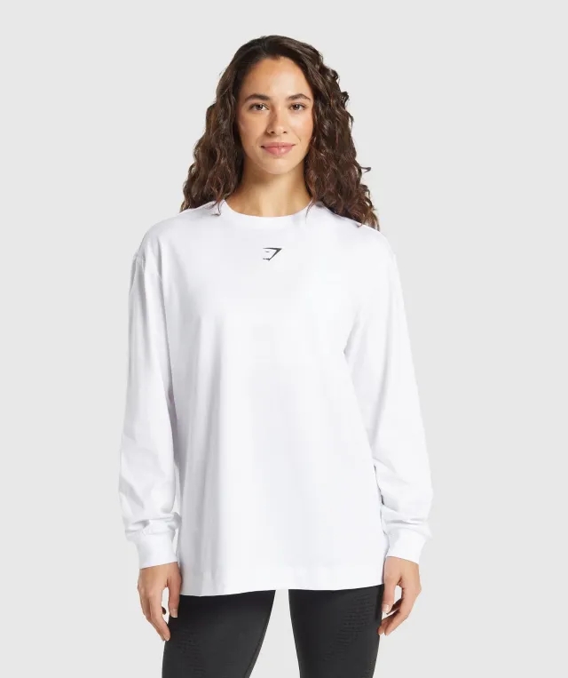 Gymshark Fraction Long Sleeve T-Shirt - White