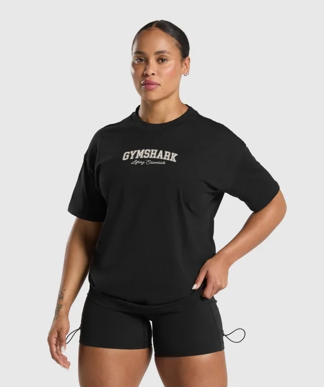 Gymshark Lifting Essentials Graphic Oversized T-Shirt - Black