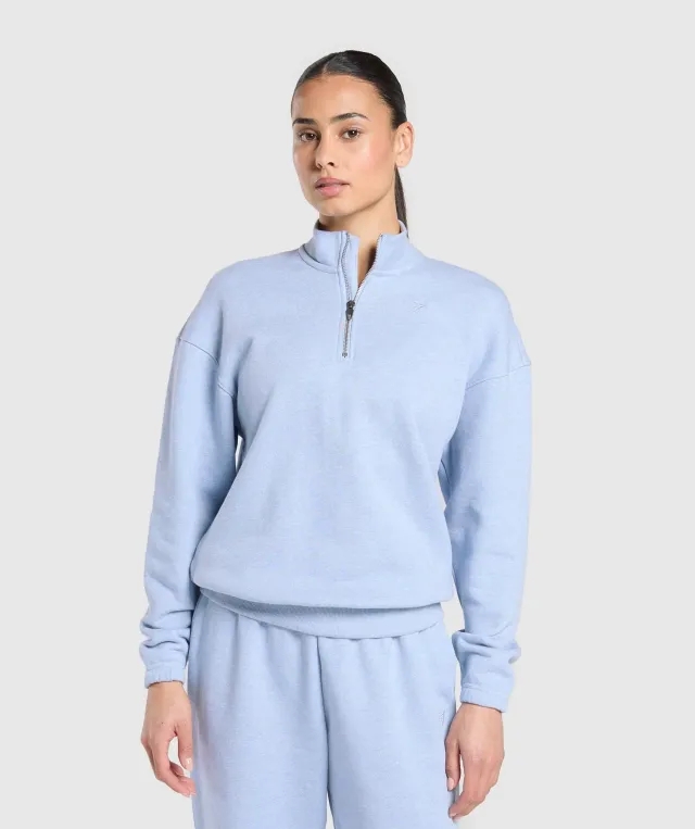 Gymshark Rest Day Sweats 2.0 1/4 Zip Pullover - Blue Marl