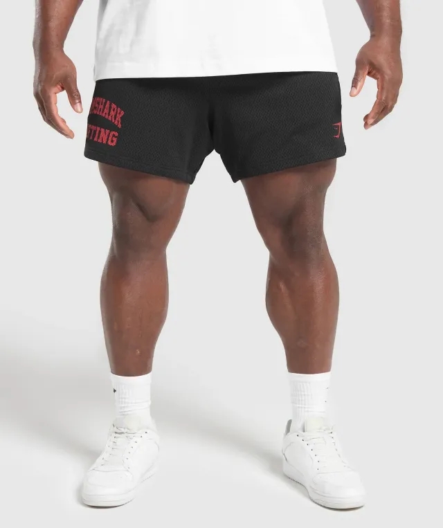 Gymshark Lifting Mesh 5 Shorts - Black/Conditioning Red