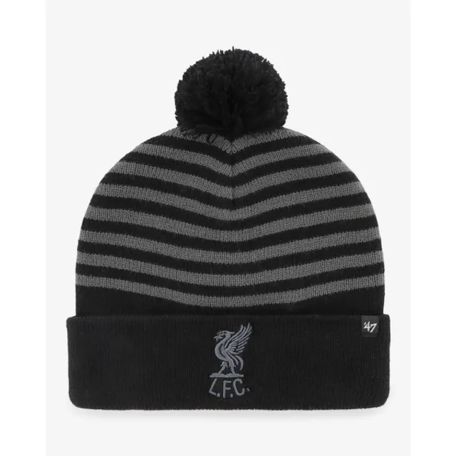 Liverpool FC LFC 47 Shankly Blackout Cuff Knit Stripe Bobble Hat
