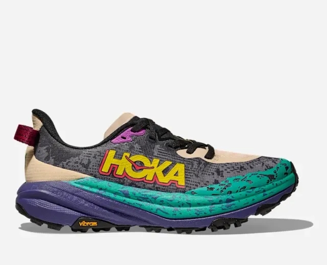 Hoka One One HOKA Men's Speedgoat 6 Trail Shoes in Oatmeal/Mountain Iris