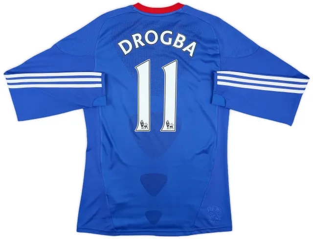 adidas 2010-11 Chelsea Home L/S Shirt Drogba #11 - 9/10 - (S)