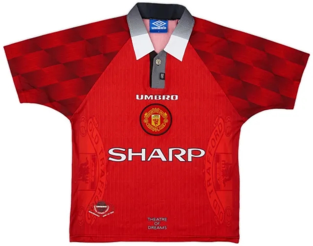 Umbro 1996-98 Manchester United Home Shirt - 9/10 - (L.Boys)