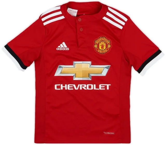adidas 2017-18 Manchester United Home Shirt - 9/10 - (7-8 Years)