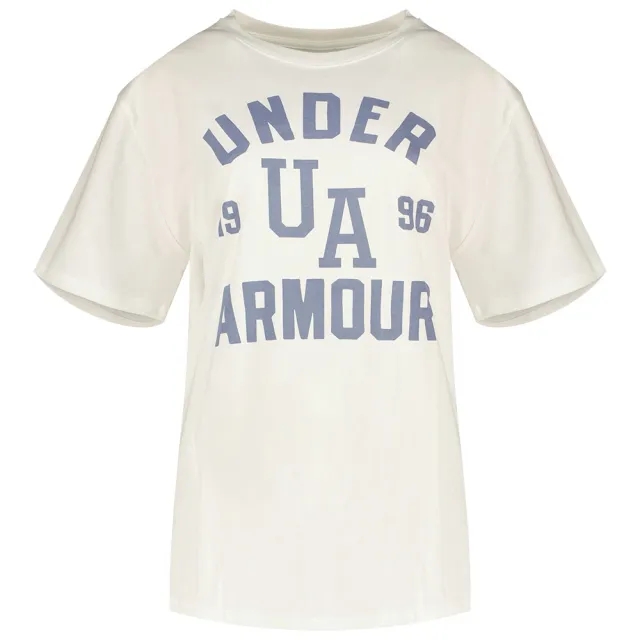 Women's  Under Armour  Heavyweight Oversized Collegiate Short Sleeve White / Aurora Purple / White XS