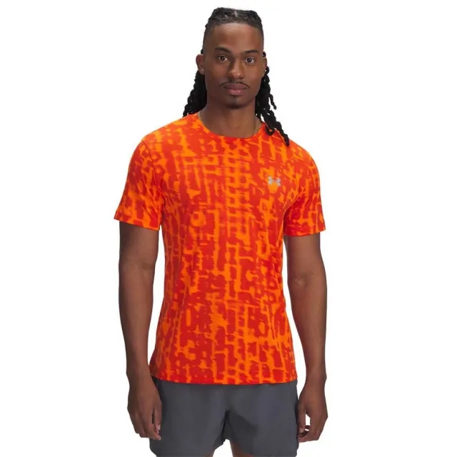 Men's  Under Armour  Launch Printed Short Sleeve Solar Orange / Reflective XXL