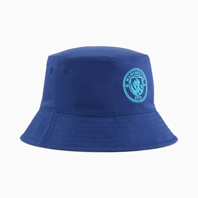 PUMA Manchester City Ftblnrgy Reversible Bucket Hat, Blazing Blue/Bright Aqua