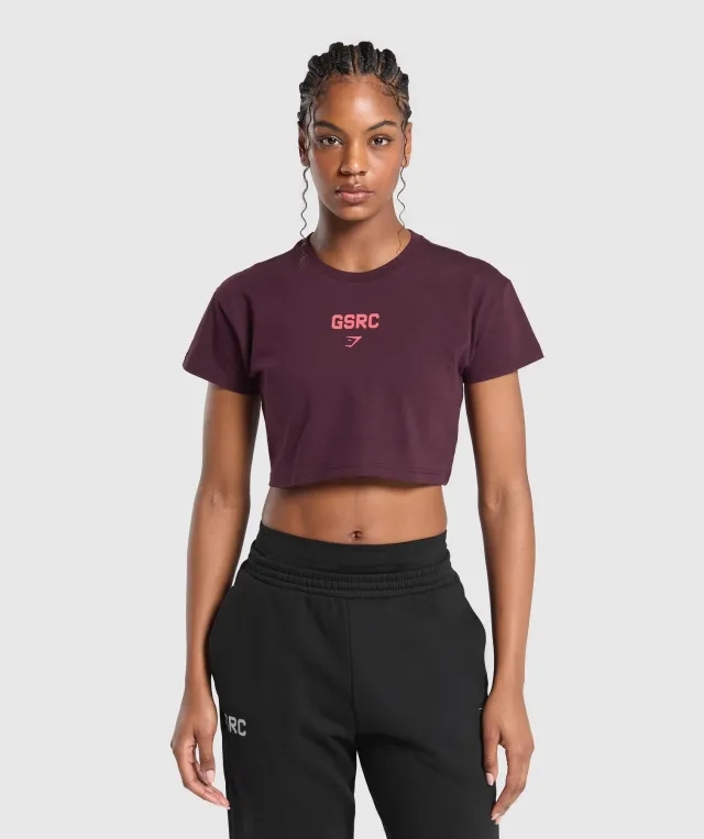 Marathon Running Graphic Crop Top - Depth Purple