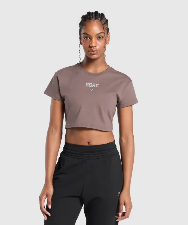 Marathon Running Graphic Crop Top - Steel Purple